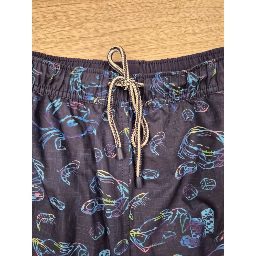 Peter Millar Mens XL Swim Trunks Navy Neon Casino Crab Shrimp Dice Print Shorts - Picture 3 of 11